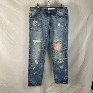 Floral Embroidered Straight Leg Jeans